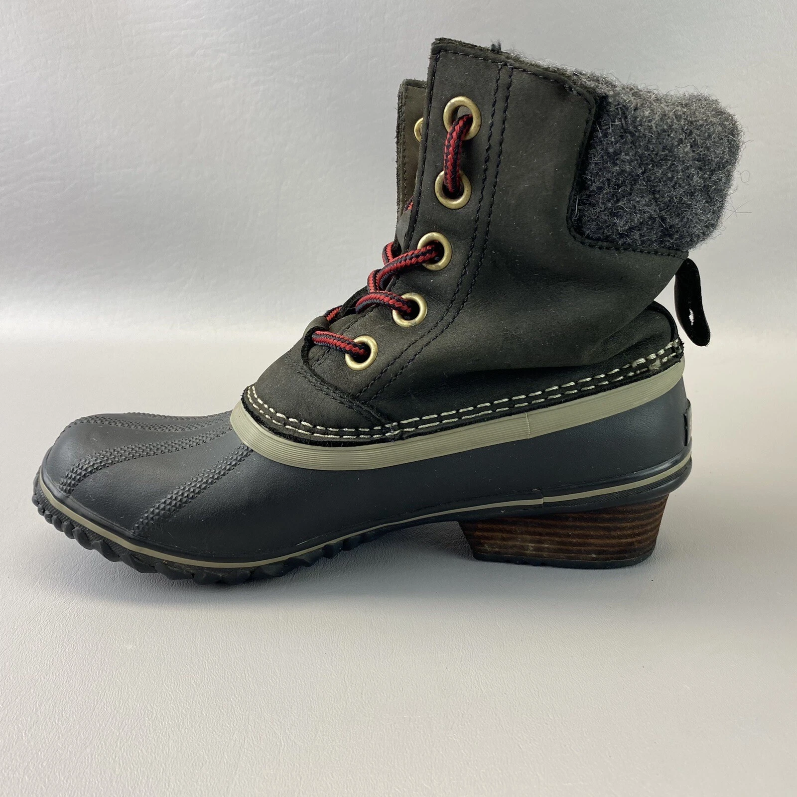 sorel slimpack lace ii leather rubber duck boots