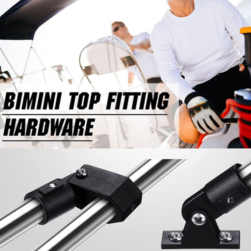 US 7/8" Boat Nylon Plastic 3 Bow Bimini Top Fittings Hardware W/Strap