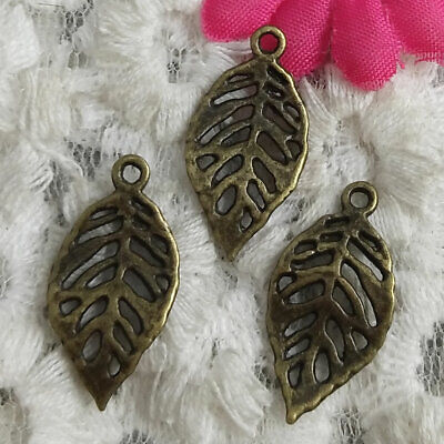 free ship 80 pieces gold plated leaves charms 23x12mm #2505 
