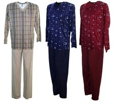 Herren Baumwoll Schlafanzug, Pijama in 3 Farben mit lange Beine und &Auml;rme Bnn1BDx