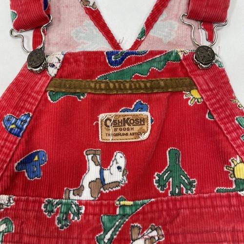 Vintage OshKosh B’Gosh Overall Vestbak Cord rot Western Print Kinder 3T USA - Bild 16 von 20