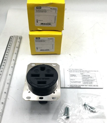 Hubbell Lot of 2 Straight Blade Receptacle 3Ø250V, 15-30R, 3P, 4W, 8430A New