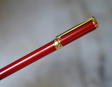 Kugelschreiber Stift S.T.DUPONT Gatsby Lackiert Rot Pointillee- Gold Massiv 18