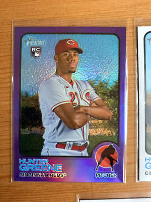 2022 Topps Heritage LOT x3 HUNTER GREENE RC Rookie & Bowman Purple