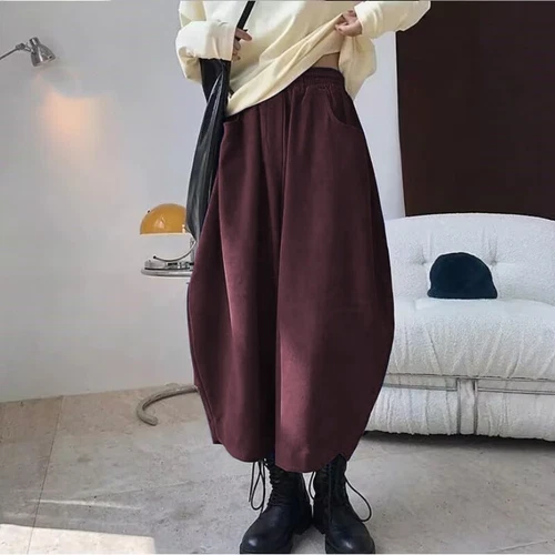 Winter Damen Japanische Lockere Weite Beine Cropped Haremshose Unterhose Hose Neu - Bild 17 von 24
