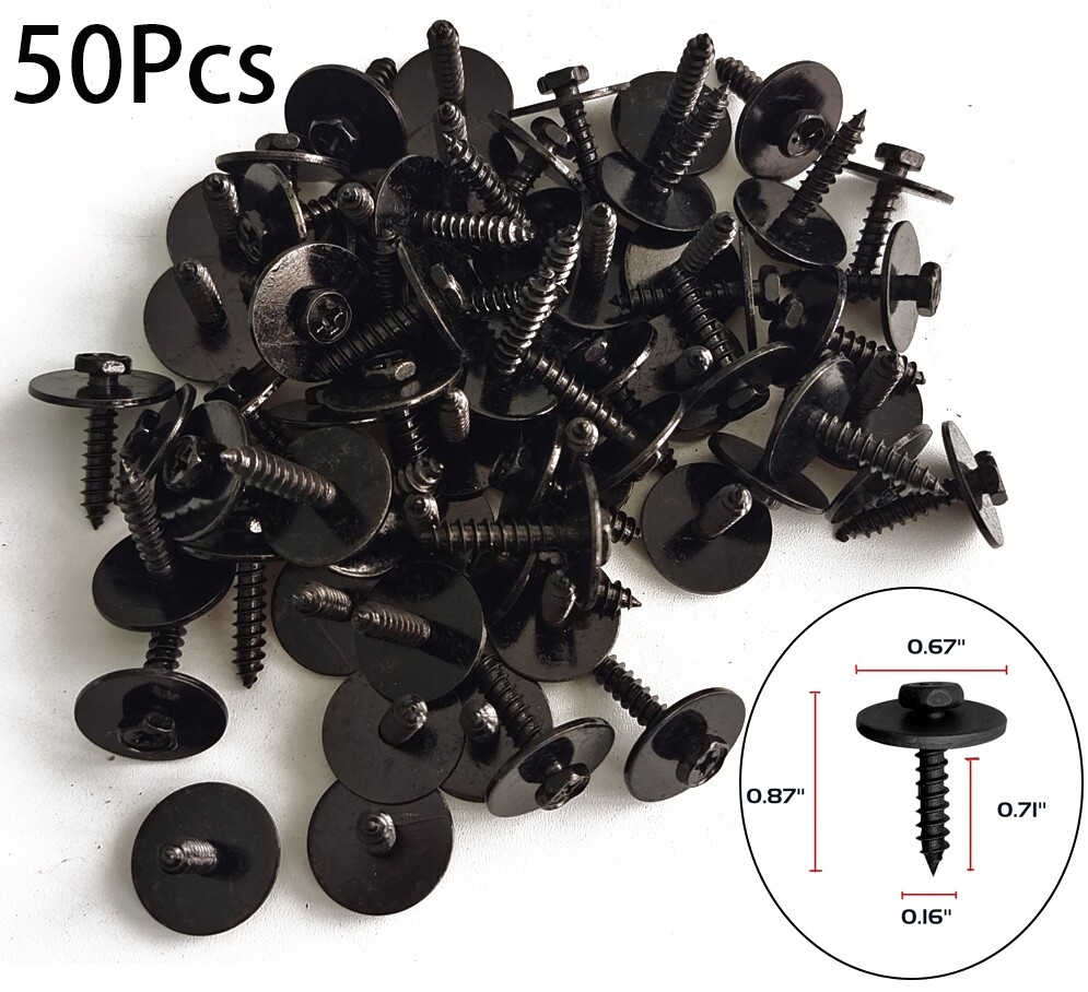 50X (4.2-1.41x22mm)Metal Screws Car Body Fender Bumper Retainer Clips 7mm Hex US