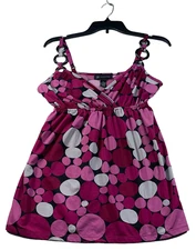 International Concepts Blouse Womens Size Medium Black Pink Vneck Crossover