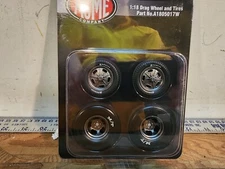 1:18 ACME Pork Chop Drag Wheel & Tire Set - Magnesium Finish - A1805017W