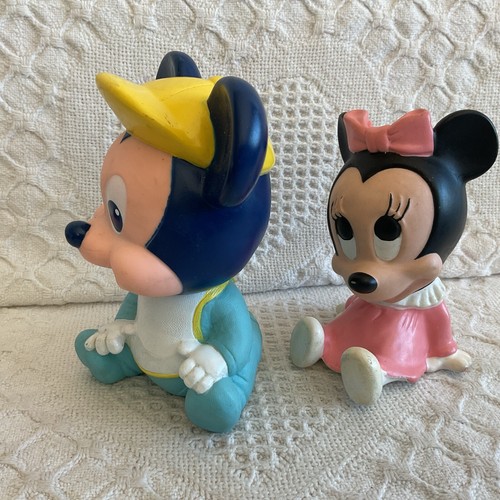 VINTAGE Disney 1984 Baby Minnie 4.5” & Baby Mickey 5.25” Toys & Mickey Coin Back - Picture 3 of 15
