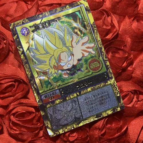 Tarjeta holográfica Gold Goku Dragon Ball CHIBI Z Anime Manga WAIFU Girl ACG