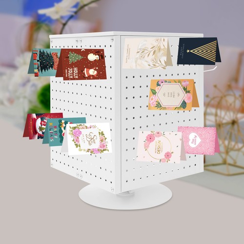 Rotating Pegboard Display Stand With 20 Hooks - Metal Spinning Peg Board Display - Picture 4 of 17