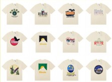 RHUDE 16Style Men Women High Quality 100 Cotton Short Sleeve Polo T-Shirt S-2XL