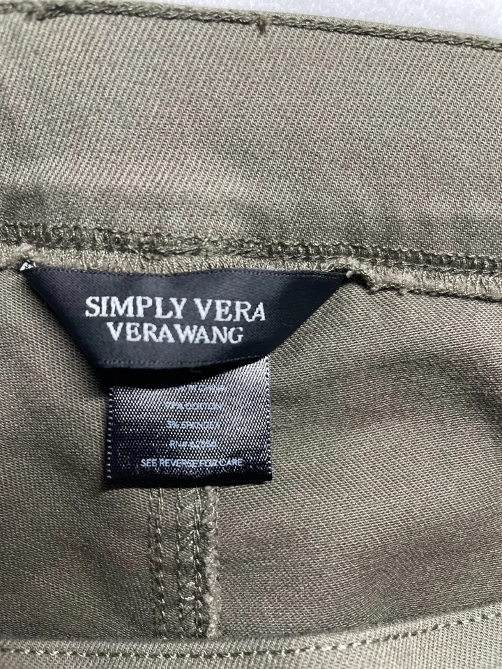 Nuevo con etiquetas Pantalones Skimmer Simply Vera Wang Mujer Verde Oliva Carga Talla Grande Foto 4 de 4