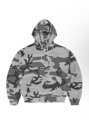 Corteiz Camouflage Fleece Full Zip Hoodie Embroidered Eagle Men's