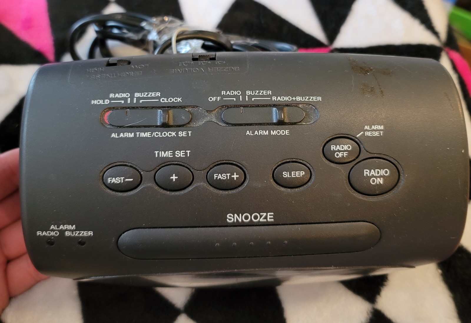 Sony Dual Alarm Clock Radio Dream Machine Black ICF-0490 Vintage Nice