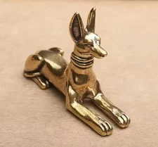 Brass Pharaoh Hound Dog Figurine Small Animal Statue Table Home Decoration Toy