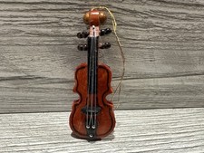 Vtg Wood Violin Christmas Ornament Classical String Instrument Small Piece