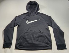 Boys Nike Hoodie Sweatshirt Youth M Black Basketball Swoosh Graphic Print Logo