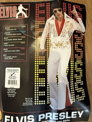 Spirit Halloween Men's Deluxe Elvis Presley Eagle Jumpsuit Medium w/ new wig 