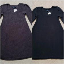 Lot Of 2 American Eagle Knit Dress A-Line Bodydoll Long Sleeve Black/Purple XS