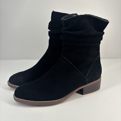 Lucca Lane Donny Women s US 6M Black Suede Slouchy Zip Heel Casual Ankle Booties