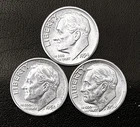 1954 P-D-S 10c SILVER Roosevelt Dimes. Year Set.  GEM BU  (R168)