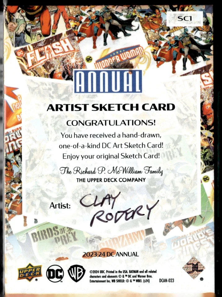 2023-24 UPPER DECK DC ANNUAL  - CATWOMAN - SKETCH CARD - CLAY RODERY - Image 2 of 2