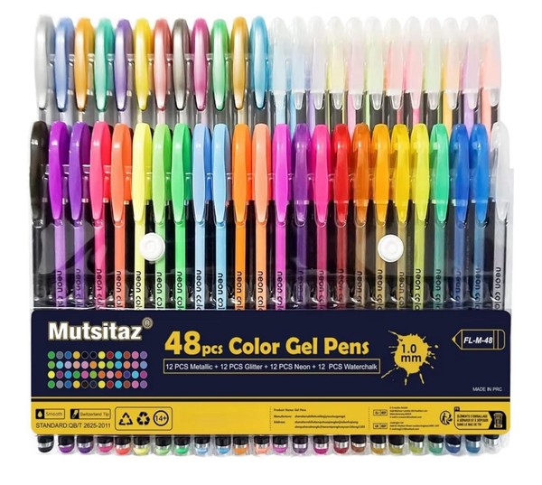 2X -48-Teiliges Gelstifte Set – Metallic, Pastell & Glitzer FüR Zeichnen & Malen-image