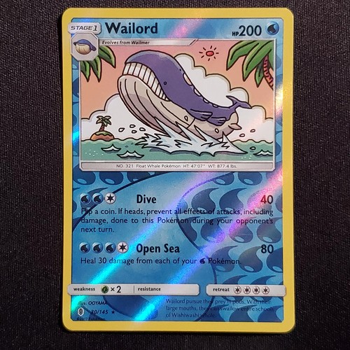 Wailord 30/145 Reverse Holo Rare Guardians Rising Pokemon Lightly Played