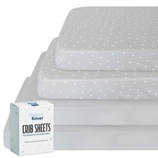 4 Pack 28x52 Inch Grey Soft Breathable Fitted Baby Crib Toddler Mattress Sheet