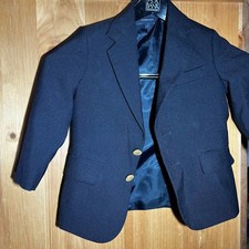 Lands End Boys Navy Blue Blazer Wool Blend Fully Lined Small Uniform Formal