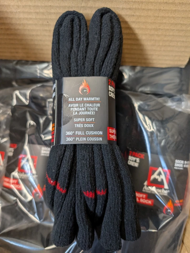 Paquete de 2 calcetines térmicos forrados suaves Avalanche para niños zapatos negros tallas 4-9,5 Foto 2 de 2