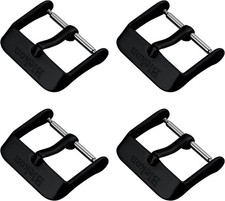 Blekon 5-Pack 18mm Watch Buckles Black/Gold Stainless Steel Clasp for Bands