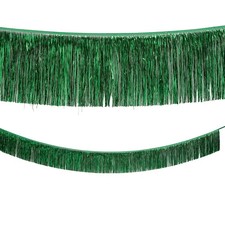9 Ft. Green Ready-to-Hang Metallic Tinsel Fringe Garland