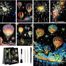 Adult Crafts Glow in The Dark Scratch Art Rainbow Painting Paper 8 Sheet with...
