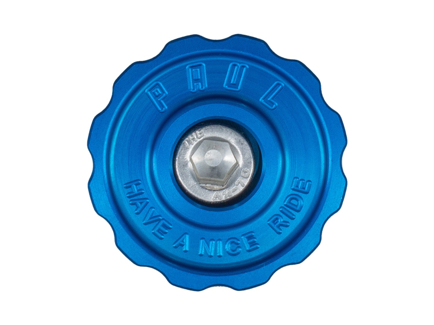 Paul Components Aluminum 1-1/8'' Blue Top Cap - Machined Aluminum, Customizable