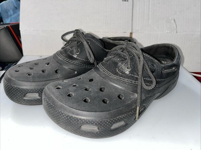 Crocs 11 Men s Pit Crew Black Lace Up Leather Upper Crocs Material Preowned