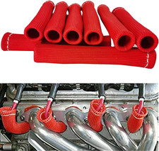 Spark Plug Wire Boot Heat Shield Sleeve 6 Inch 1200 F Cover 8Pcs Red