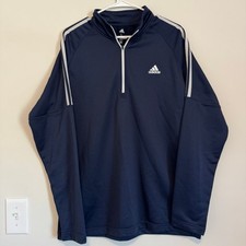 ADIDAS Golf Men's French Terry 1/4 Zip Golf Pullover SIZE Large Crew Navy
