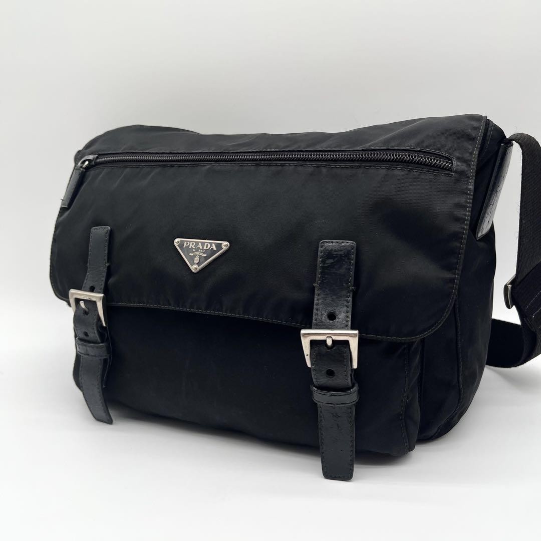 Prada Nylon Messenger Shoulder Bag with Triangle Logo Crossbody Designer