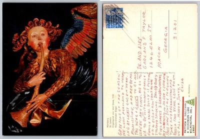 Nürnberg St. Lorenz Veit Stoss Angel Postcard, Posted 1968, Macon GA