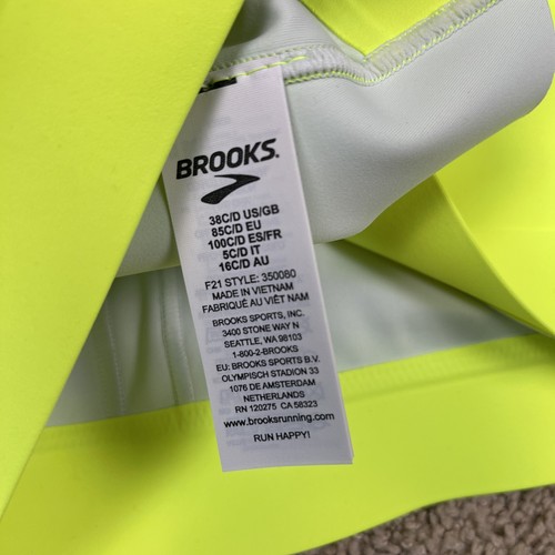 Reggiseno sportivo Brooks donna 38 C/D giallo drive 3 tasche corsa treno nuovo con etichette - Foto 9 di 9