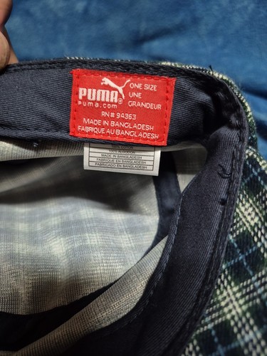 Puma Cappello Berretto Strap Back Plaid Uomo Taglia Unica Ricamato Blu Bianco NUOVO con etichette - Foto 6 di 6