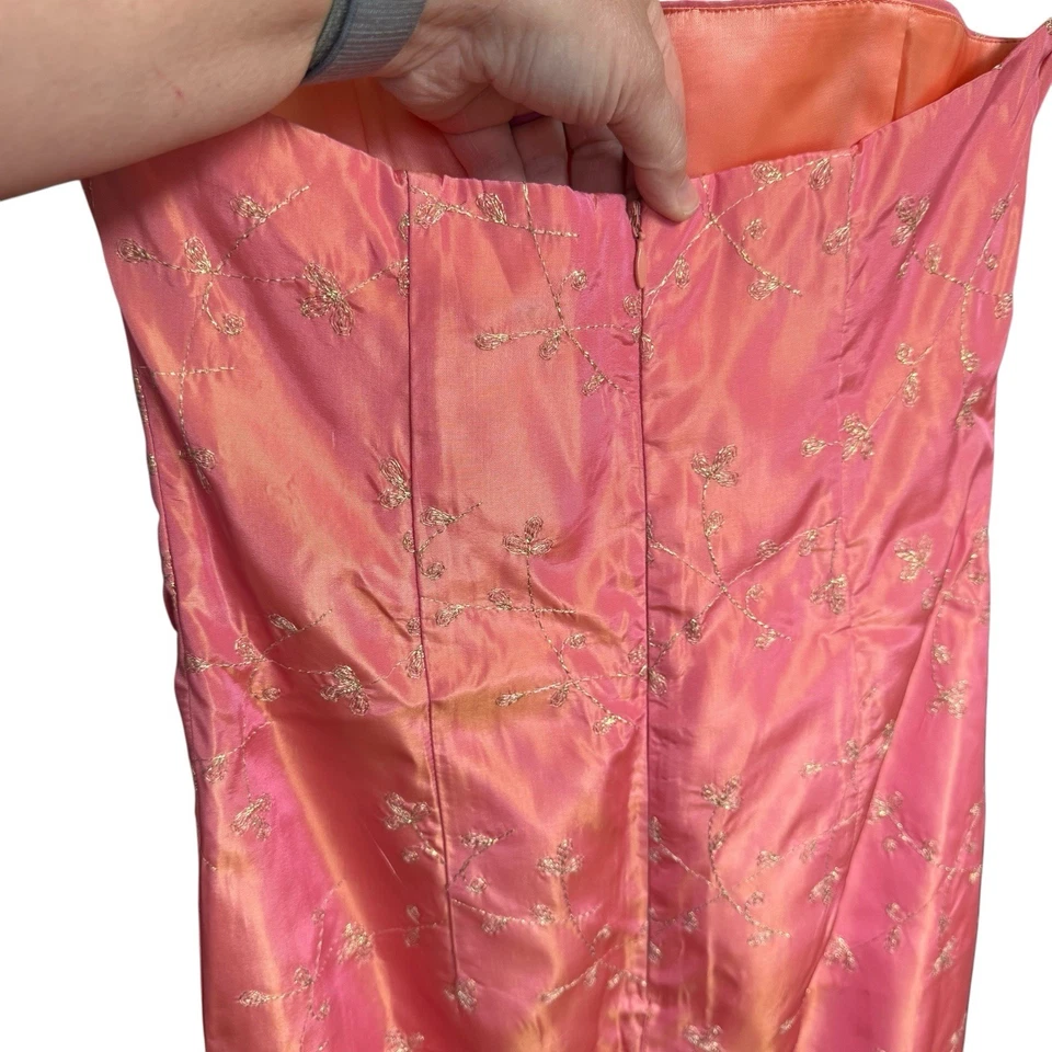 复古 Y2K 90 年代 Jessica McClintock Gunne Sax 无肩带礼服粉色 5 码 Glenda Fairy — 第 4/4 张图片