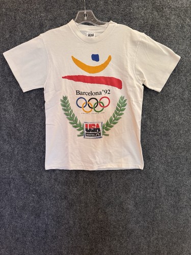 Vintage Olympics Barcelona 'Basketball 92 Logo Graphic T Shirt Sz M - Afbeelding 2 van 10