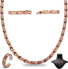Copper Necklace for Men Women - Magnetic Necklace 99% Solid Pure Ring Set Ultra 