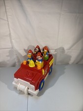 Vintage Mickey Mouse Fire Truck With Mickey, Donald, Goofy, Pluto , Works  