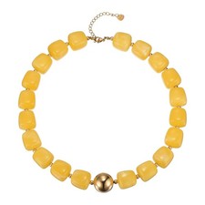 Colorful Resin Chunky Beaded Necklace for Women, Yellow 16-18"