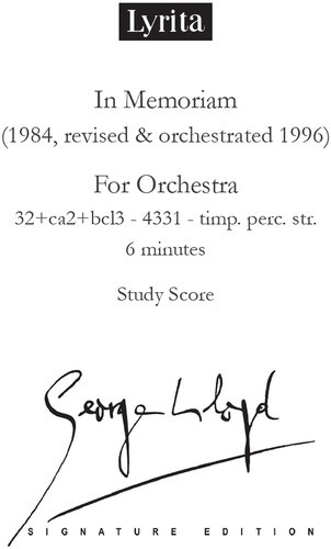 Lloyd: In Memoriam for Orchestra - Study Score [Used Very Good ]