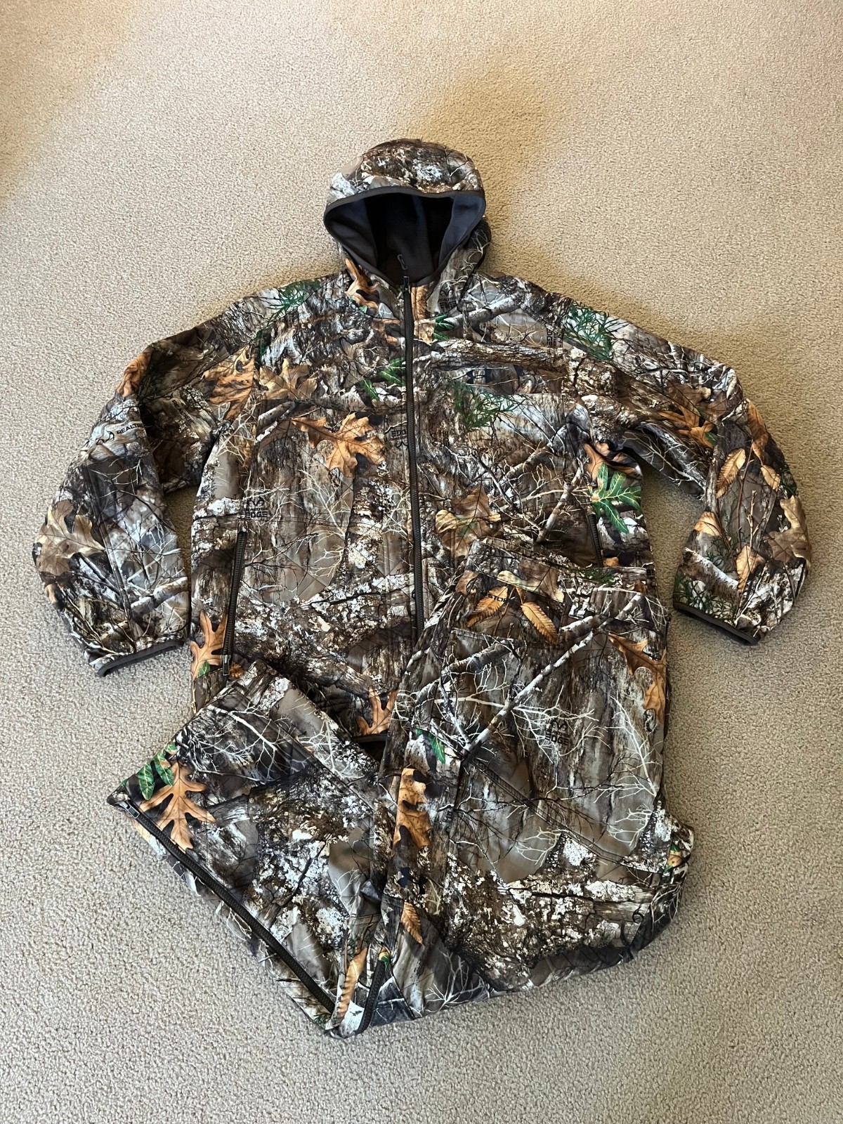 SET of Mens Under Armour Storm Brow Tine Realtree Edge Camo 